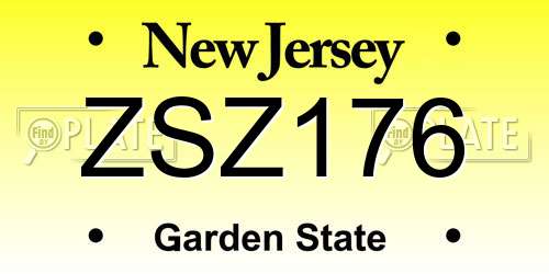 ZSZ176 New Jersey License Plate