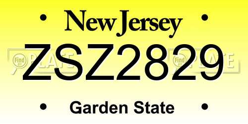 ZSZ2829 New Jersey License Plate