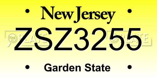 ZSZ3255 New Jersey License Plate
