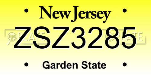 ZSZ3285 New Jersey License Plate