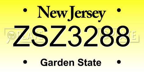 ZSZ3288 New Jersey License Plate
