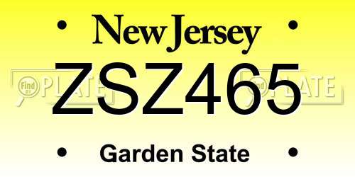 ZSZ465 New Jersey License Plate