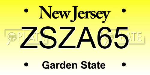 ZSZA65 New Jersey License Plate