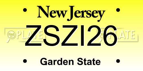 ZSZI26 New Jersey License Plate
