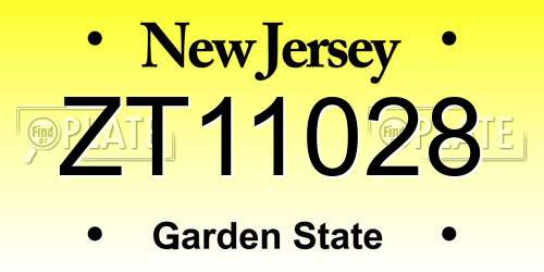 ZT11028 New Jersey License Plate