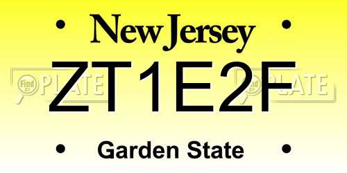 ZT1E2F New Jersey License Plate
