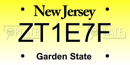 ZT1E7F New Jersey License Plate