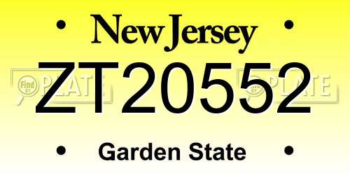 ZT20552 New Jersey License Plate