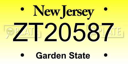 ZT20587 New Jersey License Plate