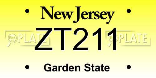 ZT211 New Jersey License Plate