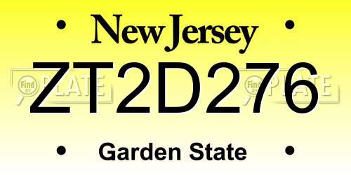 ZT2D276 New Jersey License Plate