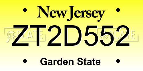 ZT2D552 New Jersey License Plate