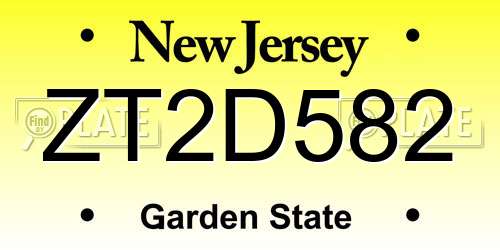 ZT2D582 New Jersey License Plate