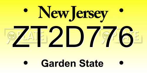 ZT2D776 New Jersey License Plate