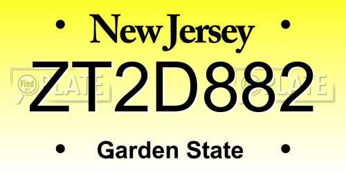 ZT2D882 New Jersey License Plate