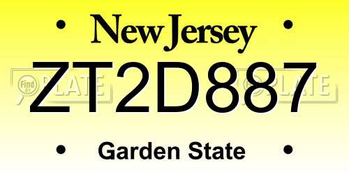 ZT2D887 New Jersey License Plate
