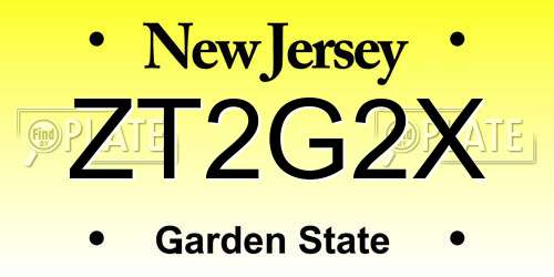 ZT2G2X New Jersey License Plate