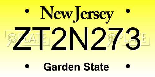 ZT2N273 New Jersey License Plate