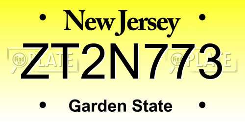 ZT2N773 New Jersey License Plate