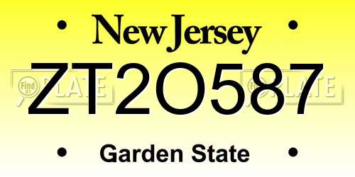 ZT2O587 New Jersey License Plate