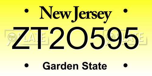 ZT2O595 New Jersey License Plate