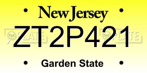 ZT2P421 New Jersey License Plate