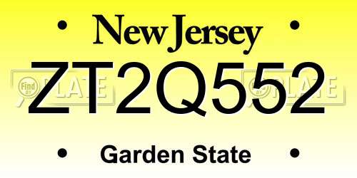 ZT2Q552 New Jersey License Plate