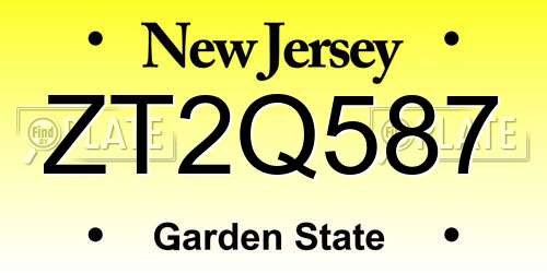 ZT2Q587 New Jersey License Plate
