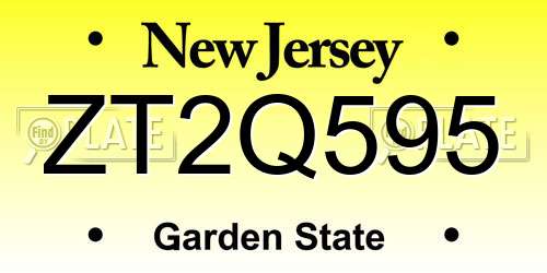 ZT2Q595 New Jersey License Plate