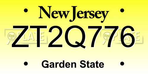 ZT2Q776 New Jersey License Plate