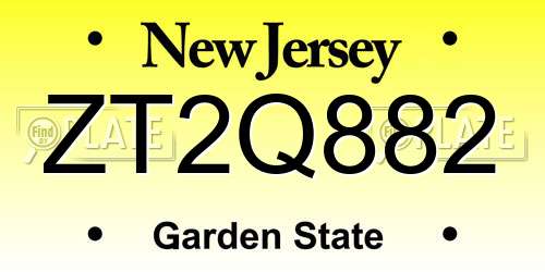 ZT2Q882 New Jersey License Plate