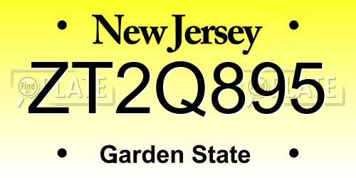 ZT2Q895 New Jersey License Plate