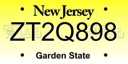 ZT2Q898 New Jersey License Plate