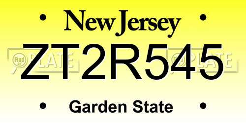 ZT2R545 New Jersey License Plate