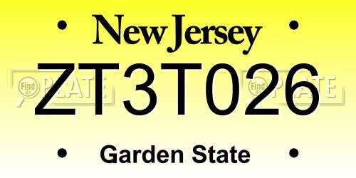 ZT3T026 New Jersey License Plate