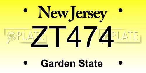 ZT474 New Jersey License Plate