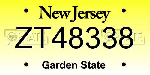 ZT48338 New Jersey License Plate