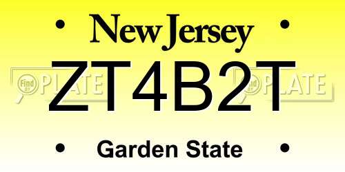 ZT4B2T New Jersey License Plate