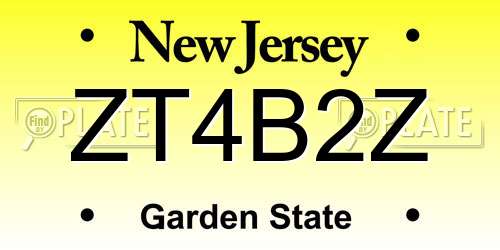 ZT4B2Z New Jersey License Plate
