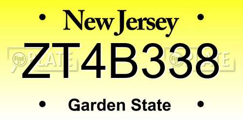 ZT4B338 New Jersey License Plate