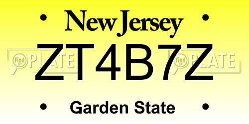 ZT4B7Z New Jersey License Plate