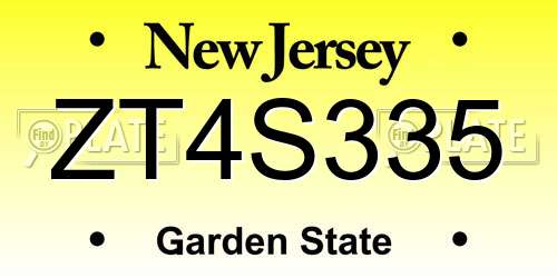 ZT4S335 New Jersey License Plate