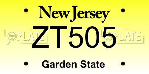 ZT505 New Jersey License Plate