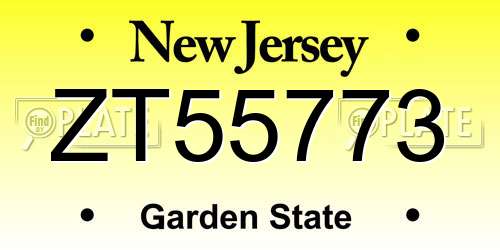 ZT55773 New Jersey License Plate