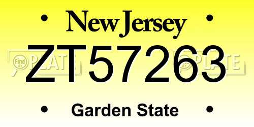 ZT57263 New Jersey License Plate