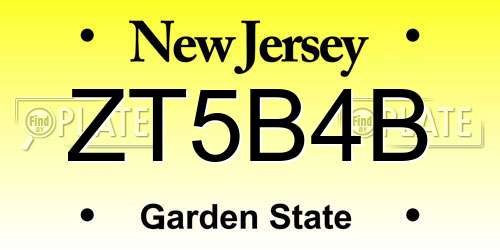 ZT5B4B New Jersey License Plate
