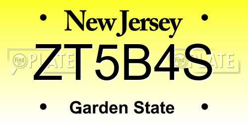 ZT5B4S New Jersey License Plate