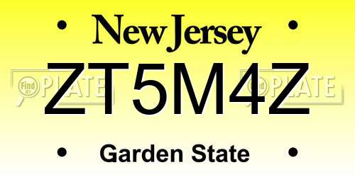 ZT5M4Z New Jersey License Plate