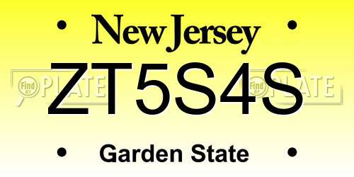 ZT5S4S New Jersey License Plate
