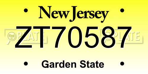 ZT70587 New Jersey License Plate